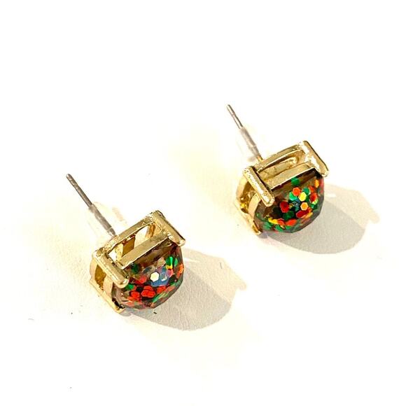 Multicolor Glitter Gold Studs Earrings NEW - Picture 3 of 3